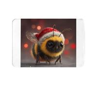 AKGFFDS Paillasson de 40,6 x 61 cm Motif petites abeilles de Noël Absorbant l'eau Antidérapant Pour portes d'entrée, entrées et salles de bains