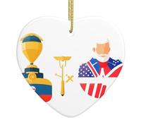 AKGFFDS Peinture d'art abstraite, impression de Noël, pendentif d'amour en céramique avec corde métallique dorée pour accrocher facilement la décoration