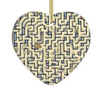 AKGFFDS Pendentif de Noël en céramique avec motif carte au trésor labyrinthe avec corde dorée pour accrocher facilement la décoration
