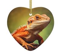 AKGFFDS Pendentif de Noël en céramique avec motif lézards vivants avec corde dorée pour accrocher facilement la décoration