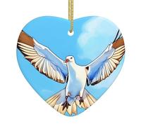 AKGFFDS Pendentif de Noël en céramique avec motif mouettes en vol avec corde dorée pour accrocher facilement la décoration