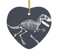 AKGFFDS Pendentif de Noël en céramique avec motif squelette de dinosaure en cours d'exécution avec corde dorée pour accrocher facilement la décoration