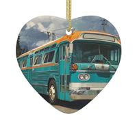 AKGFFDS Pendentif en céramique avec motif bus sur le bord de la route avec corde dorée pour accrocher facilement la décoration