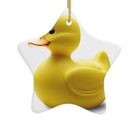 AKGFFDS Pendentif étoile de Noël en céramique avec petit canard jaune à bouche plate Décoration festive et créative Facile à accrocher