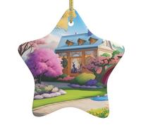 AKGFFDS Pendentif licorne en céramique motif conte de fées de Noël décoration festive et créative facile à accrocher