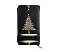 AKGFFDS Portefeuille long en cuir avec impression arbre de Noël à cinq pointes, fermeture éclair confortable et légère pour ranger les pièces de monnaie et les cartes de crédit.