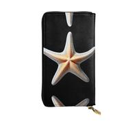 AKGFFDS Portefeuille long en cuir avec impression étoile de mer à cinq coins, fermeture éclair confortable et légère pour ranger les pièces de monnaie et les cartes de crédit.
