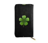 AKGFFDS Portefeuille long en cuir avec impression herbe verte à cinq feuilles, fermeture éclair confortable et légère pour ranger les pièces de monnaie et les cartes de crédit.