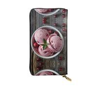 AKGFFDS Portefeuille long en cuir avec imprimé crème glacée canneberge, confortable et léger, fermeture éclair pour ranger les pièces de monnaie et les cartes de crédit.