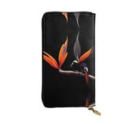 AKGFFDS Portefeuille long en cuir coloré imprimé oiseau de paradis confortable et léger avec fermeture éclair pour ranger des pièces de monnaie et des cartes de crédit.