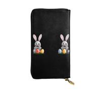 AKGFFDS Portefeuille long en cuir - Le petit lapin ressemble à l'impression d'œufs de Pâques - Fermeture éclair confortable et légère pour ranger des pièces de monnaie et des cartes de crédit.