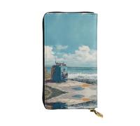 AKGFFDS Portefeuille long en cuir pour appareil photo par la mer, fermeture éclair confortable et légère pour ranger des pièces de monnaie et des cartes de crédit.