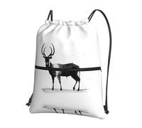 AKGFFDS Sac à dos avec cordon de serrage pour homme et femme - Impression antilope - Étanche et durable