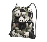 AKGFFDS Sac à dos avec cordon de serrage pour homme et femme - Motif panda géant - Imperméable et durable
