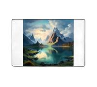 AKGFFDS Superbe tapis de sol en flanelle imprimé montagnes et rivières 152,4 x 99,1 cm pour salon, bureau, table basse, lit, balcon