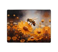AKGFFDS Tapis de sol antidérapant de 160 x 121,9 cm. Une abeille recueillant le nectar - Bonne absorption de l'eau - Convient pour la cuisine, la salle de bain et le salon