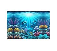 AKGFFDS Tapis de sol en flanelle avec impression de rayons de corail sous-marins - 152,4 x 99,1 cm - Pour salon, bureau, table basse, lit, balcon