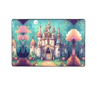 AKGFFDS Tapis de sol en flanelle imprimé château classique 152,4 x 99,1 cm pour salon, bureau, table basse, lit, balcon
