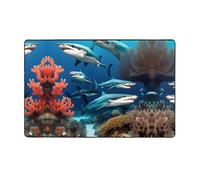 AKGFFDS Tapis de sol en flanelle imprimé requin sous-marin corail 152,4 x 99,1 cm pour salon, bureau, table basse, lit, balcon