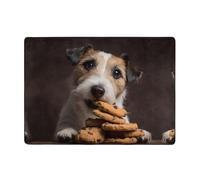 AKGFFDS Tapis imprimé « A puppy eating cookies » - 203,2 x 147,3 cm - Pour salon, bureau, table basse, lit, balcon - Doux, moelleux, absorbant l'eau, durable