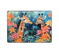 AKGFFDS Tapis imprimé couple girafe 203,2 x 147,3 cm pour salon, bureau, table basse, lit, balcon, doux, moelleux, absorbant l'eau, durable