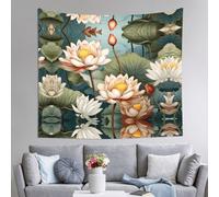 AKGFFDS Tapisserie Lotus dans l'étang 152,4 x 129,5 cm, douce, légère pour une utilisation en intérieur et en extérieur. Pour chambre, décoration de dortoir, jeté de plage, tissu de pique-nique