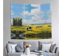 AKGFFDS Tapisserie motif vache sur le ranch 152,4 x 129,5 cm, douce, légère pour une utilisation en intérieur et en extérieur. Pour chambre, décoration de dortoir, jeté de plage, tissu de pique-nique