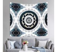 AKGFFDS Tapisserie noire et blanche ronde imprimée totem 152,4 x 129,5 cm, douce, légère pour une utilisation en intérieur et en extérieur. Pour chambre à coucher, décoration de dortoir, jeté de plage