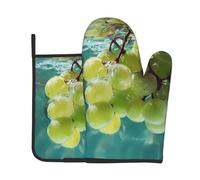 AKGFFDS Tsingtis in the water Printing Kitchen Baking Set de 2 pièces de gants résistants à la chaleur et coussinets isolants