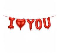 AKH® Bannière de ballons « I Love You » - 170 x 34 cm - Avec tube de gonflage en plastique et ruban - Décoration de Saint-Valentin