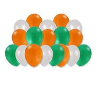 AKH® Lot de 24 ballons en latex pour la Saint-Patrick d'Irlande | 8 ballons en latex verts, 8 blancs et 8 oranges | 25,5 cm | Ballons décoratifs irlandais | Tricolore réutilisable