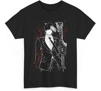 AKI Chainsaw Anime Man T-Shirt Graphic Tee Men Anime Vintage Unisex Gift Cotton Power Makima Soft Shirt Special Premium CSM Manches Courtes(Medium)