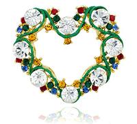 Akianna Gold-Tone Cristaux Swarovski Elements Fancy Cœur de Noël Broche