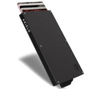 AKIELO Porte Cartes RFID Blocage avec Coffret Cadeau - Portefeuille Homme Minimaliste - Protection Carte Bancaire sans Contact (Alpha - Édition Titane)