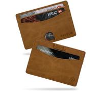 AKIELO Portefeuille Homme RFID Blocage avec Coffret Cadeau - Porte Cartes Compact et Fin - Portefeuille Minimaliste (Echo- Édition Brun Clair)