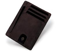 AKIELO Portefeuille Homme RFID Blocage avec Coffret Cadeau - Porte Cartes Ultra Fin - Portefeuille Minimaliste (Bravo - Édition Moka Foncé)