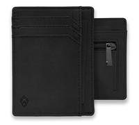 AKIELO Portefeuille Homme RFID Blocage avec Compartiment à Fermeture Éclair pour Pièces et Coffret Cadeau - Porte Cartes Ultra Fin - Porte Monnaie Homme Minimaliste (Édition Fermeture Éclair Noir)