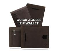 AKIELO Portefeuille RFID Blocage avec Compartiment à Fermeture Éclair pour Pièces et Coffret Cadeau - Porte Cartes Élégant avec Languette - Porte Monnaie Homme (Delta - Fermeture Éclair Moka Foncé)