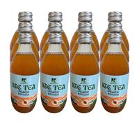 AKIFYEV BIO Ice Tea Peach 12 x 330 ml | Premium Organic Ice Tea in Glass Bottles | Cold Brew + Nitrogen Flush | Natural, Vegan & Allergen-Free Refreshment