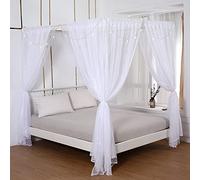 Akiky Ensemble de Rideaux de lit Princesse avec Ciel étoilé pour lit King Size, 8 Panneaux (très Grand lit, Blanc)