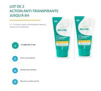AKILEÏNE | Gel Déo Anti-Transpirant | Lot de 2x 75ml | Réduit la transpiration intense & désodorise durablement | Confort longue durée | Peaux sensibles | Dès 6 ans