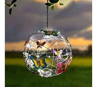 Akin Lampes solaires à suspendre en forme de papillon - Décoration de jardin d'extérieur - Lanternes alimentées en aluminium imperméable pour cour, allée, balcon