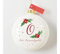 Akinda Art Gallery - Boule de Noël avec lettres de l'alphabet - Lettre O - Décorations de Noël - Décorations d'arbre de Noël - Boule personnalisée - blanc - Cadeau de Noël