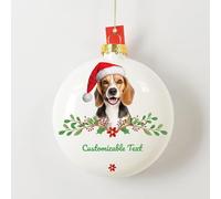 Akinda Art Gallery - Boule de Noël en verre Beagle Dog - boule personnalisée avec texte - Décorations de Noël - Décorations d'arbre de Noël - Boule personnalisée - Cadeau de Noël
