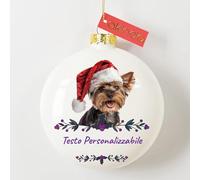 Akinda Art Gallery - Boule de Noël en verre Yorkshire Dog - Boule personnalisée avec texte - Décorations de Noël - Décorations d'arbre de Noël - Boule personnalisée - Cadeau de Noël