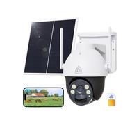 AKINGUAR 4G LTE Caméra Surveillance avec Carte SIM, 18000 mAh 2K HD Camera Solaire Exterieur sans WiFi avec 360° PTZ, PIR Détection Humaine/Mouvement, Vision Nocturne Couleur, Spotlight Sirène, IP66