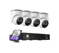 Akinguar 4K Kit Caméra Surveillance PoE, 8CH 2To NVR et Caméra IP PoE 4X 8MP, Détection de Personne/Véhicule, 30 Mètres Vision Nocturne, Enregistrement 24/7, Audio Bidirectionnel, IP66