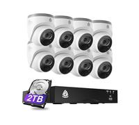 Akinguar 4K Kit Caméra Surveillance PoE, 8CH 2To NVR et Caméra IP PoE 8X 8MP, Détection de Personne/Véhicule, 30 Mètres Vision Nocturne, Enregistrement 24/7, Audio Bidirectionnel, IP66 Résistant