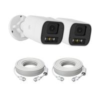 AKINGUAR Lot de 2 5MP Add-on Caméras de Surveillance PoE Extérieures, Caméra IP avec Câble Ethernet, Détection de Personnes/Véhicule, Audio Bidirectionnel, Vision Nocturne Colorée, Compatible NVR