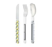 Akinod - Couverts Droits Aimantés 12:34 Citrons - Fourchette + Couteau + Cuillère - Couverts Nomades Compacts, Durables et Élégants en Acier Inoxydable - Assemblage Aimanté